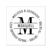 Monogram Couple Family Round Address 2 Permastempel (Design)