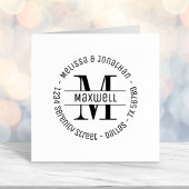 Monogram Couple Family Round Address 2 Permastempel
