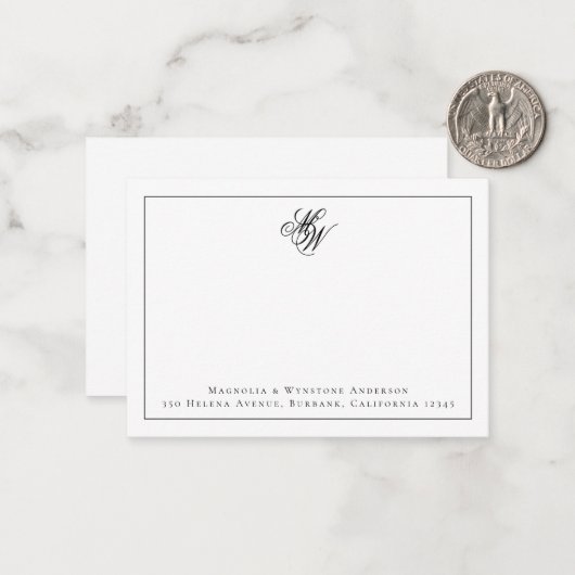 Monogram Couple Initials Personalisiert Mitteilungskarte (Vorderseite/Rückseite Beispiel)