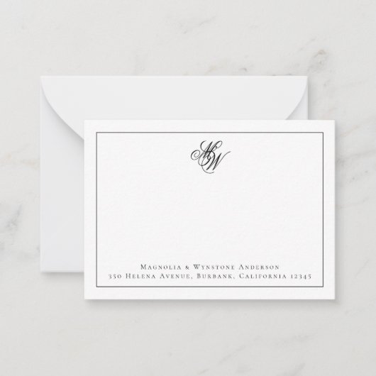 Monogram Couple Initials Personalisiert Mitteilungskarte (Vorderseite)