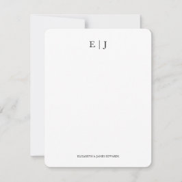 Monogram Couple Initials Personalisiert vertikal Mitteilungskarte