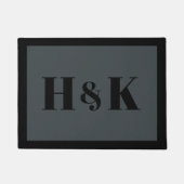 Monogram Couple Initials Stilvoll Schwarz und Grau Fußmatte (Vorderseite)