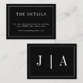 Monogram Couple Name Modern Simple Black and White Begleitkarte (Vorne/Hinten)
