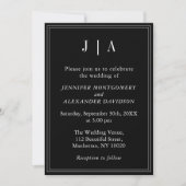 Monogram Couple Name Modern Simple Black and White Einladung (Vorderseite)
