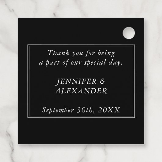 Monogram Couple Name Modern Simple Black and White Geschenkanhänger (Rückseite)
