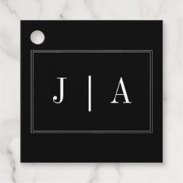 Monogram Couple Name Modern Simple Black and White Geschenkanhänger