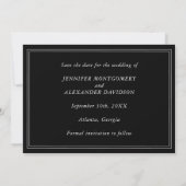 Monogram Couple Name Modern Simple Black and White Save The Date (Rückseite)