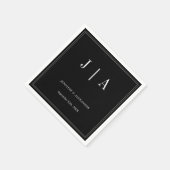 Monogram Couple Name Modern Simple Black and White Serviette (Ecke)