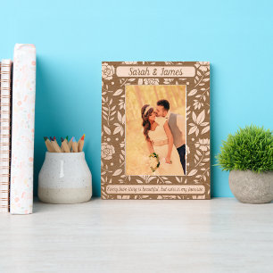 Monogram Couple Names Botanisches Blumenzitat Geätzte Rahmen