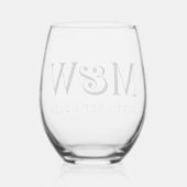Monogram Couple's Modern Initials Wedding Weinglas Ohne Stiel (Rückseite)