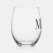 Monogram Couple's Modern Initials Wedding Weinglas Ohne Stiel (Rechts)