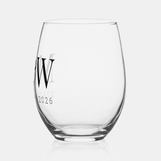 Monogram Couple's Modern Initials Wedding Weinglas Ohne Stiel (Links)