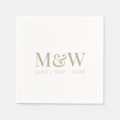 Monogram Couple's Modern Wedding Gold White Serviette (Vorderseite)