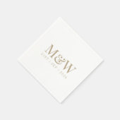 Monogram Couple's Modern Wedding Gold White Serviette (Ecke)