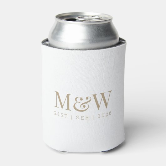 Monogram Couple's Modern Wedding Ivory Dosenkühler (Kanne Vorderseite)