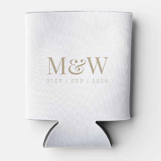 Monogram Couple's Modern Wedding Ivory Dosenkühler (Vorderseite)