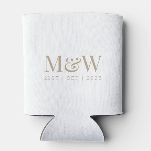 Monogram Couple's Modern Wedding Ivory Dosenkühler (Rückseite)