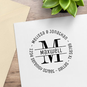 Monogram Couponfamilie Round Address Gummistempel