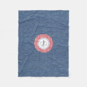 Monogram, Cozy Blue Denim & Red Karo Print Fleecedecke (Vorderseite)