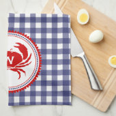 Monogram Crab & Blue Gingham Kitetücher Geschirrtuch (Viertel Falte)