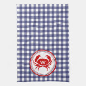 Monogram Crab & Blue Gingham Kitetücher Geschirrtuch (Vertikal)