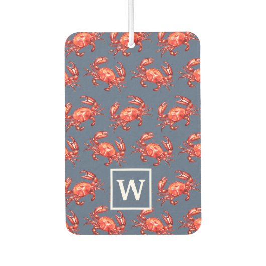 Monogram Crab Pattern Navy Blue Autolufterfrischer (Vorderseite)