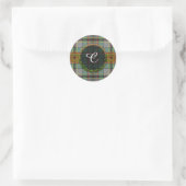 Monogram Craig Tartan Runder Aufkleber (Tasche)
