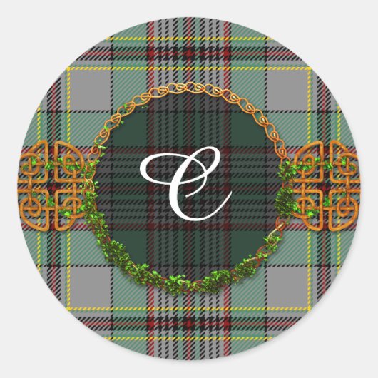 Monogram Craig Tartan Runder Aufkleber (Vorderseite)