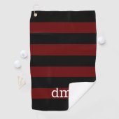 Monogram Cranberry & Blk Strip Golfhandtuch (Insitu)