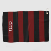 Monogram Cranberry & Blk Strip Golfhandtuch (Horizontal)