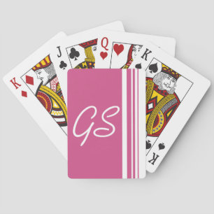 Monogram Cranberry Pink Trio Stripes with White Spielkarten