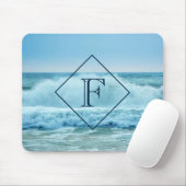 Monogram CrashWaves Blue Ocean Beach Foto Mousepad (Mit Mouse)