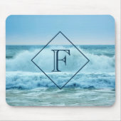 Monogram CrashWaves Blue Ocean Beach Foto Mousepad (Vorne)