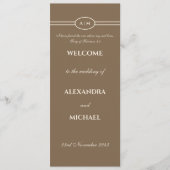 Monogram Cream Brown Christian Wedding Program Programm (Vorderseite)