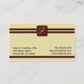 Monogram Cream Burgundy Beruflich Accountant Visitenkarte (Rückseite)