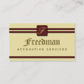Monogram Cream Burgundy Beruflich Accountant Visitenkarte (Vorderseite)