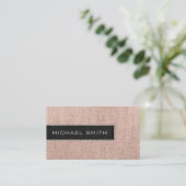 Monogram Cream Burlap Rustic Jute Visitenkarte (Stehend Vorderseite)