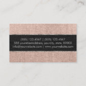 Monogram Cream Burlap Rustic Jute Visitenkarte (Rückseite)