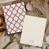 Monogram Cream Lilac Ikat Abstraktes Muster Mitteilungskarte