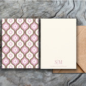Monogram Cream Lilac Ikat Abstraktes Muster Mitteilungskarte