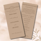 Monogram Cream Taupe Christian Wedding Program Programm