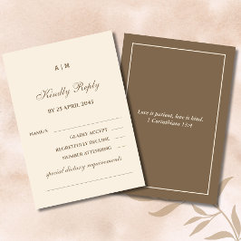 Monogram Cream Taupe Christian Wedding RSVP Card