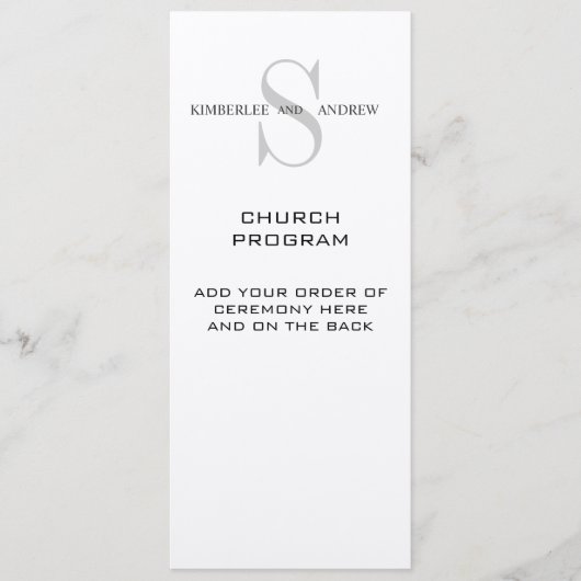 Monogram Cream Wedding Program Programm (Vorderseite)