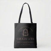 Monogram Crest Black Rose Graduation Tasche (Vorderseite)