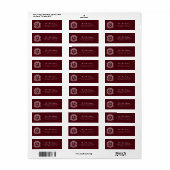 Monogram Crest Burgundy Wedding Return Address (Vorne)