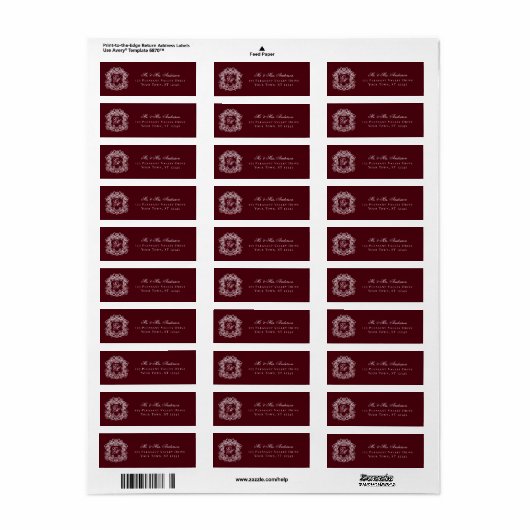 Monogram Crest Burgundy Wedding Return Address (Vorne)