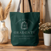 Monogram Crest Dark Green White Graduation Tasche