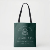 Monogram Crest Dark Green White Graduation Tasche (Vorderseite)