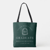 Monogram Crest Dark Green White Graduation Tasche (Rückseite)