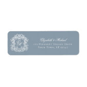 Monogram Crest Dusty Blue Wedding Return Address (Vorne)